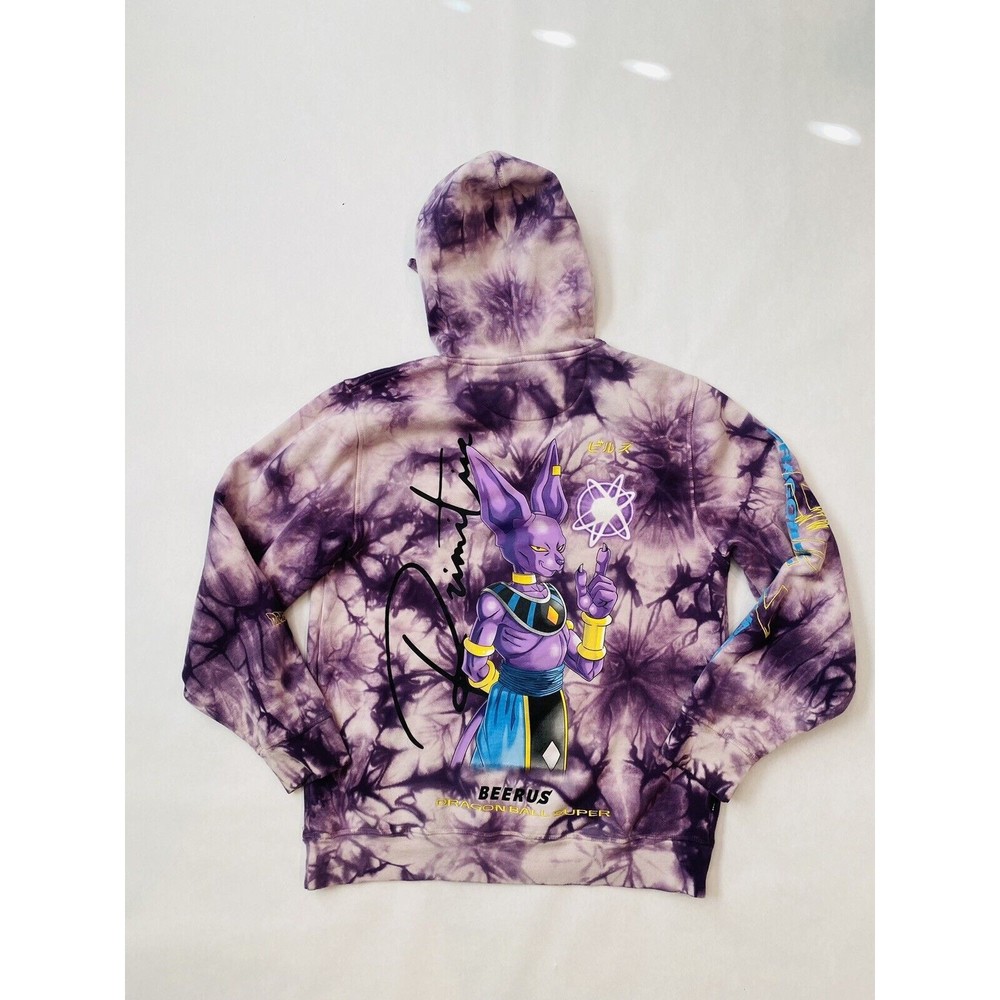 Men's Dragon Ball Super DBS X Primitive Beerus Orb Purple Tie Dye Hoodie Small